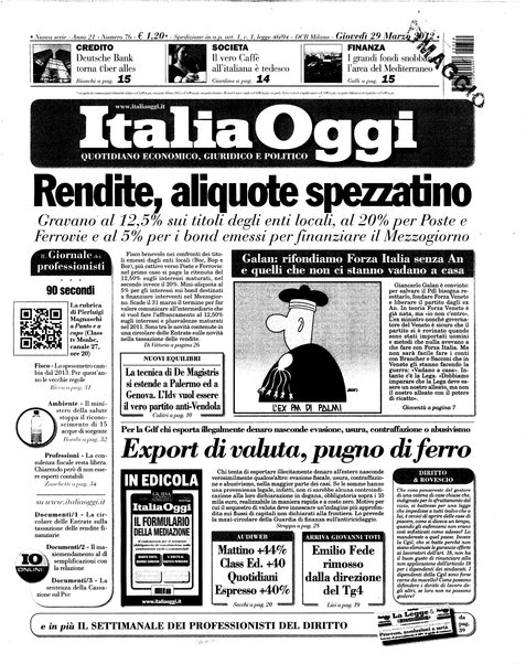 Italia oggi : quotidiano di economia finanza e politica